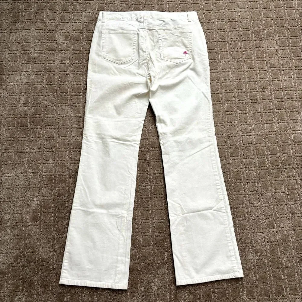 Lilly Pulitzer Corduroy Pants Women Size 10 Stretch Bootcut Off White - Picture 6 of 11